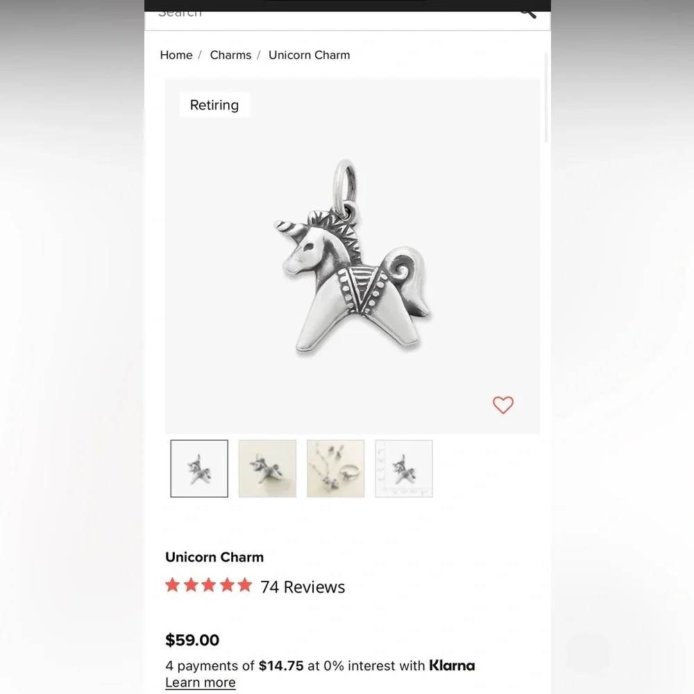 James Avery Unicorn Charm - Picture 4 of 5